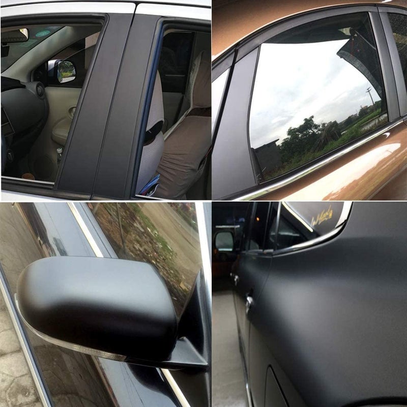 Lypumso Matte Black Car Vinyl Wrap Film with Bubble Free Air Release Technology, Self Adhesive Automotive Decal Sheet for Cars Moto DIY Interior Exterior 10ft x 1ft - Image 3